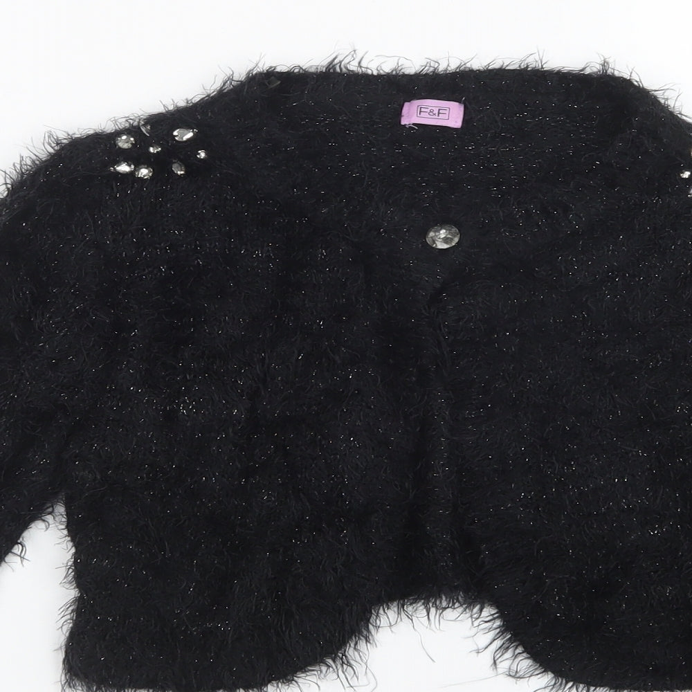 F&F Girls Black  Knit Cardigan Jumper Size 9-10 Years