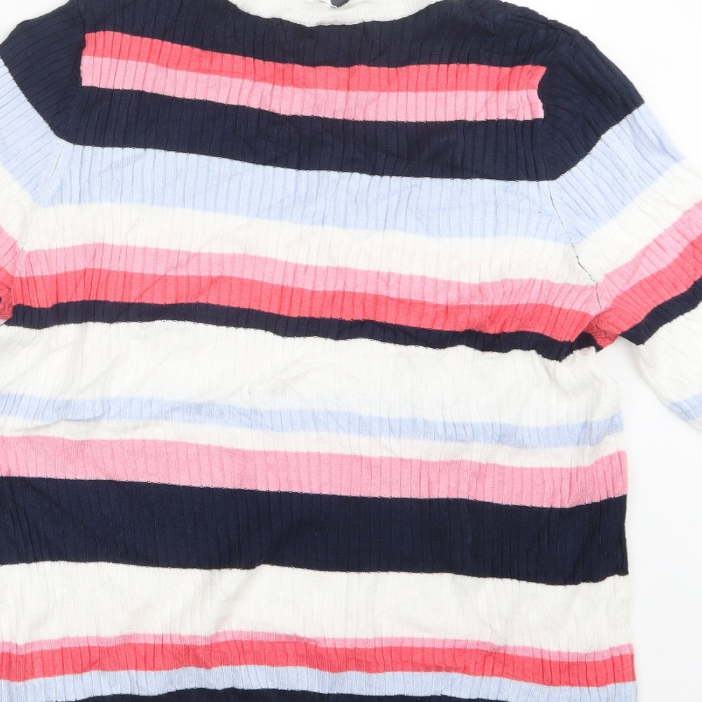 Marks and Spencer Womens Pink Striped  Basic T-Shirt Size 16