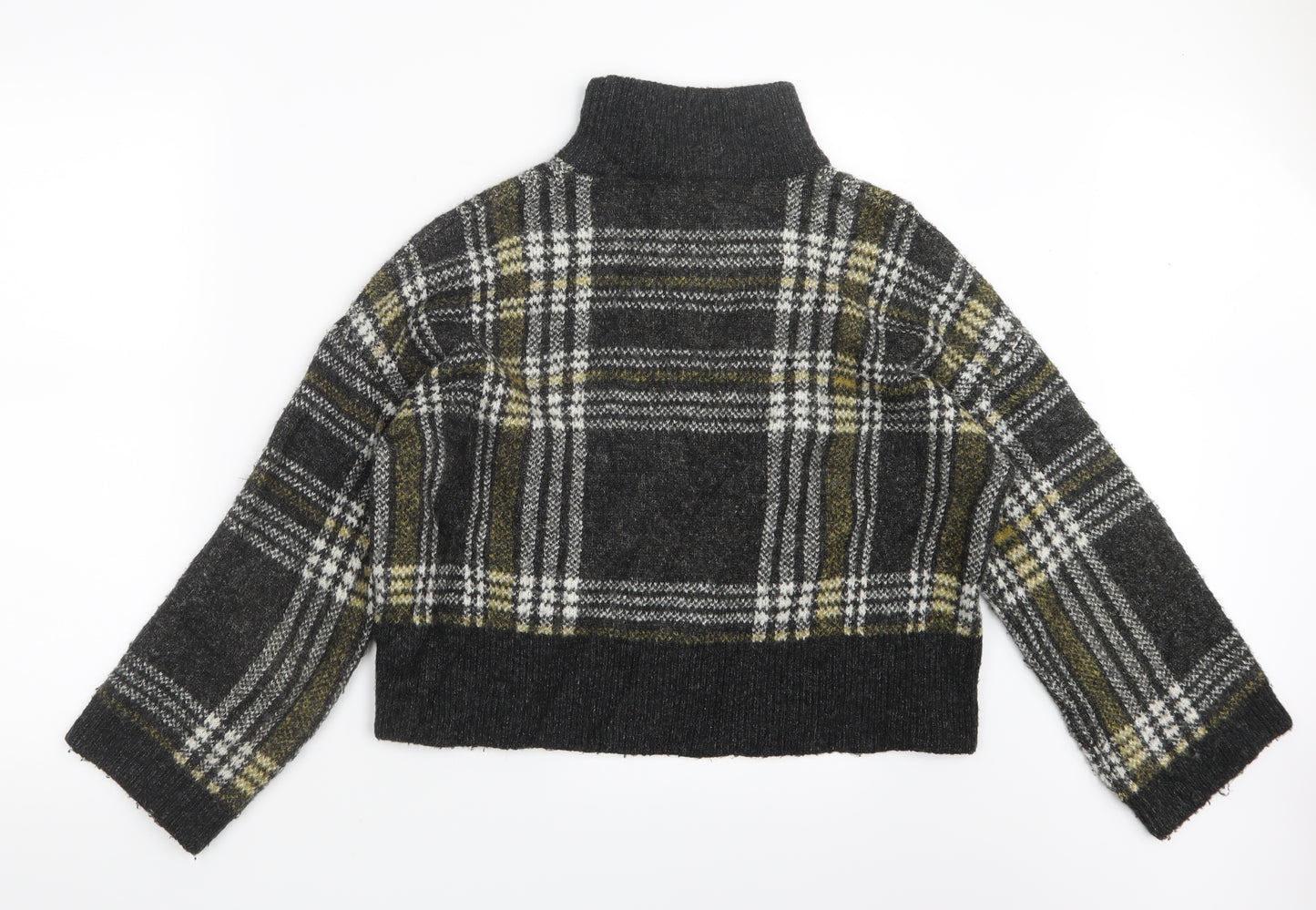 New Look Womens Grey Check Knit Pullover Jumper Size S