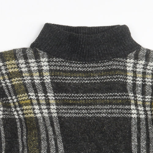 New Look Womens Grey Check Knit Pullover Jumper Size S