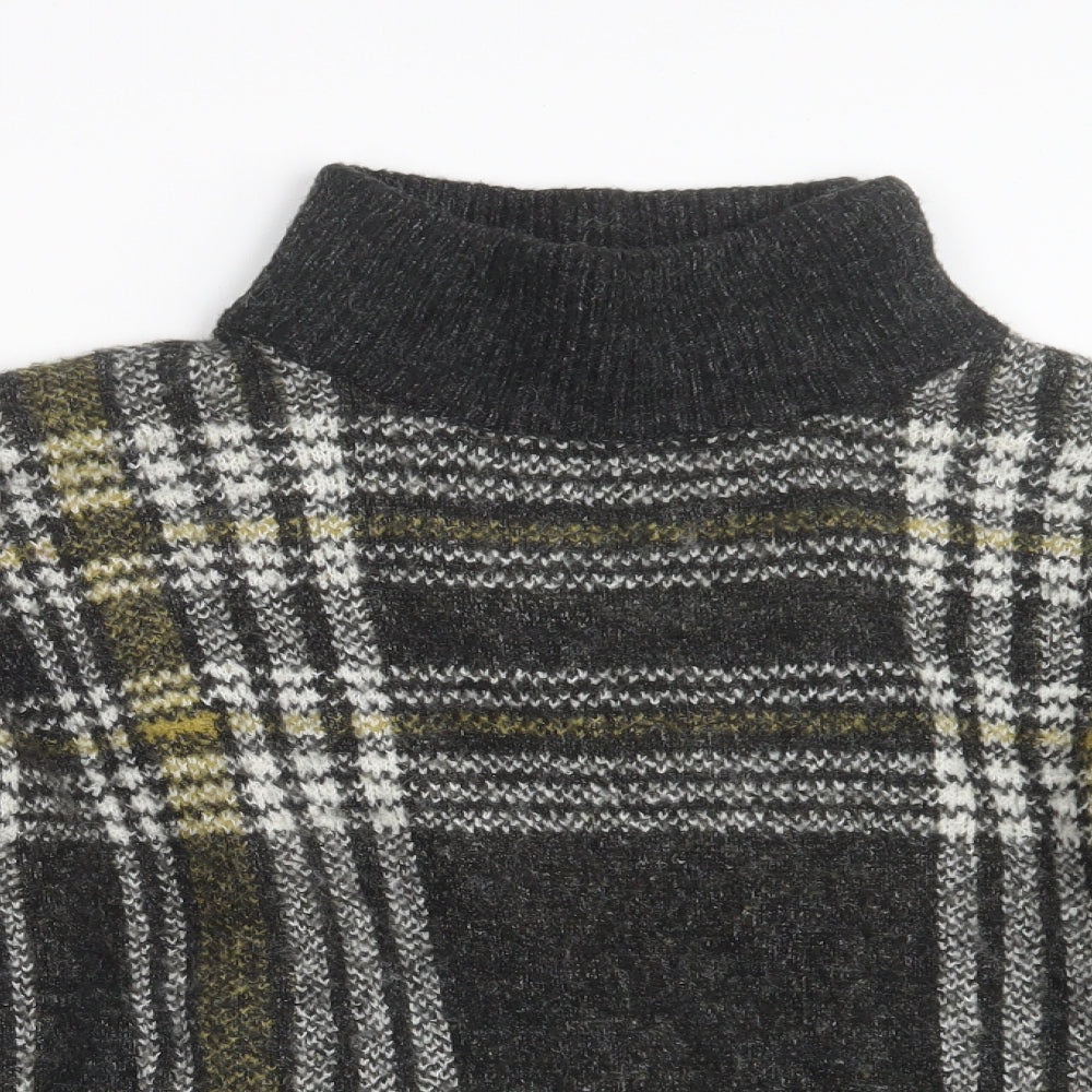 New Look Womens Grey Check Knit Pullover Jumper Size S