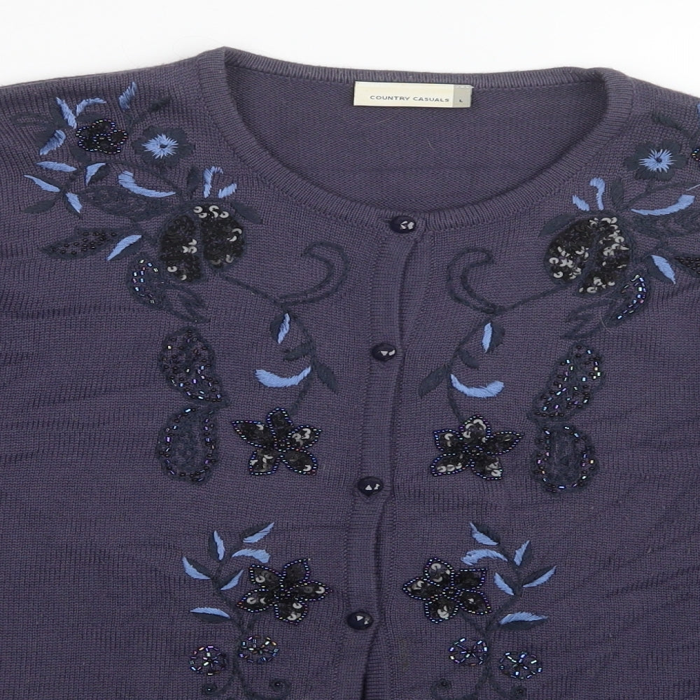 Country Casuals Womens Purple  Knit Cardigan Jumper Size L