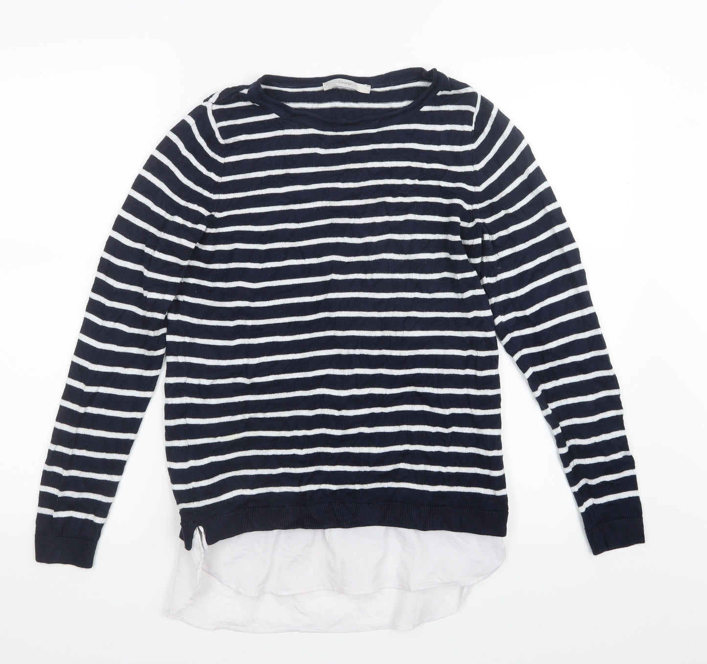 George Womens Blue Striped Knit Pullover Jumper Size 10