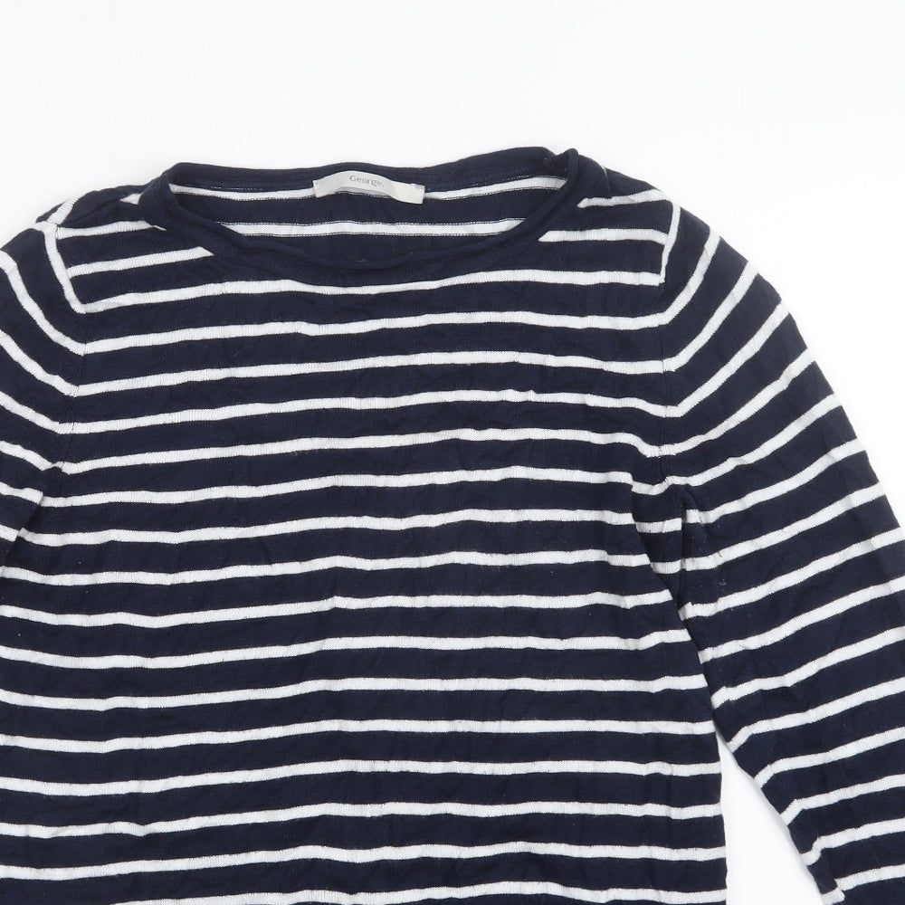 George Womens Blue Striped Knit Pullover Jumper Size 10