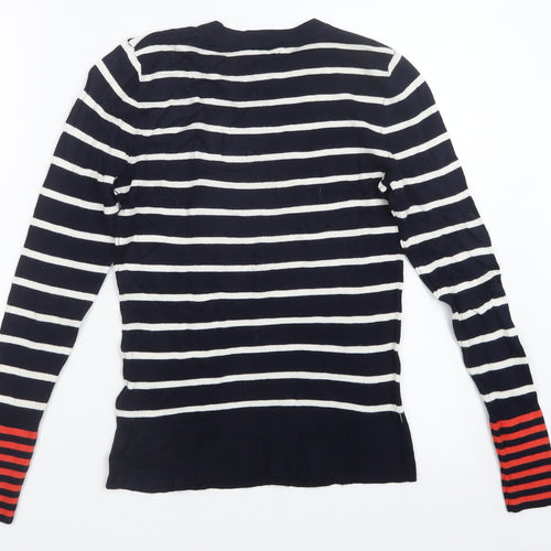 Warehouse Womens Blue Striped Knit Pullover Jumper Size 8