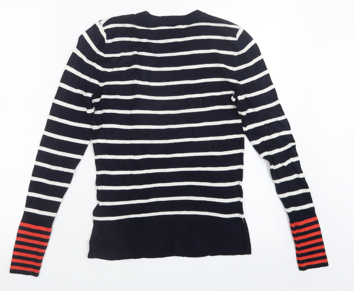 Warehouse Womens Blue Striped Knit Pullover Jumper Size 8