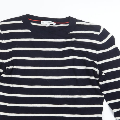 Warehouse Womens Blue Striped Knit Pullover Jumper Size 8