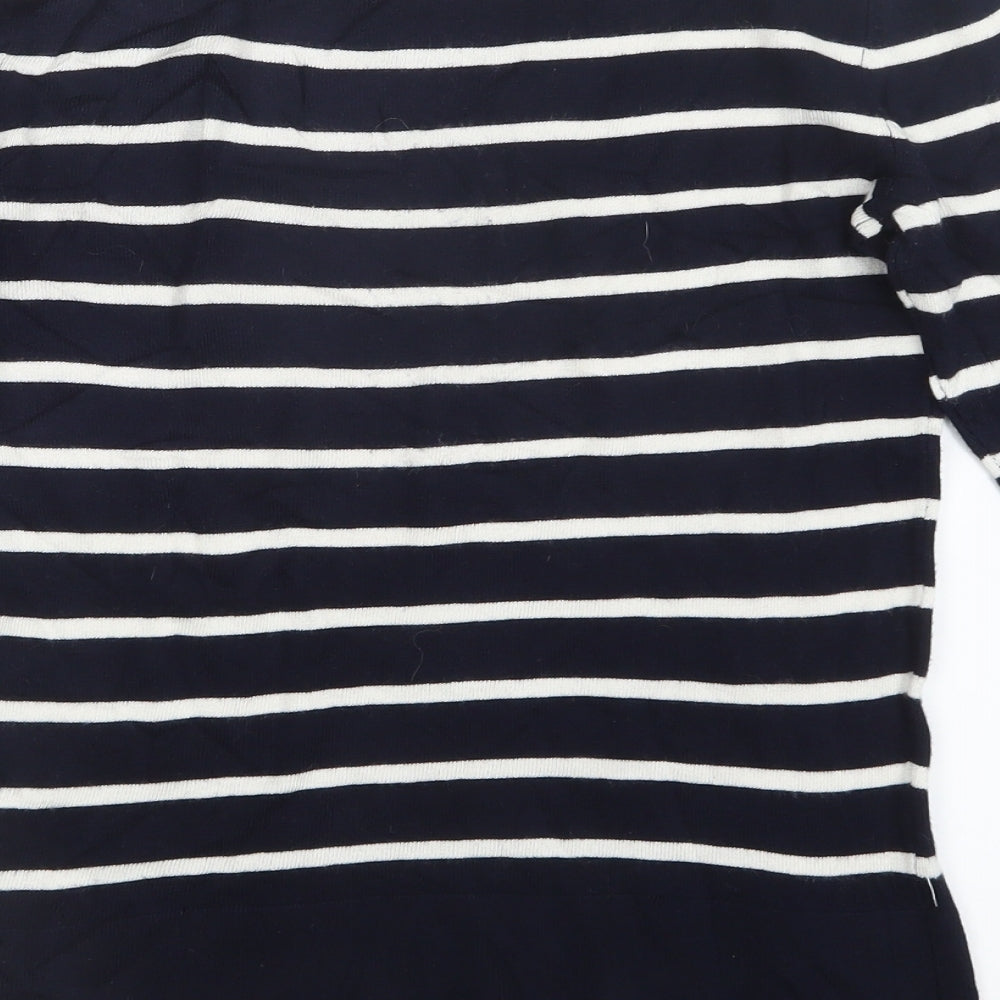 Warehouse Womens Blue Striped Knit Pullover Jumper Size 8