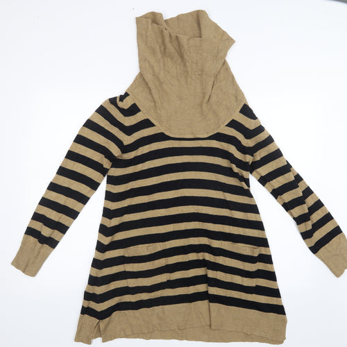 Vintage Couture Womens Beige Striped Knit Pullover Jumper Size 12