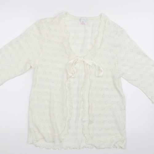 Slenderella Womens White  Knit Cardigan Jumper Size M