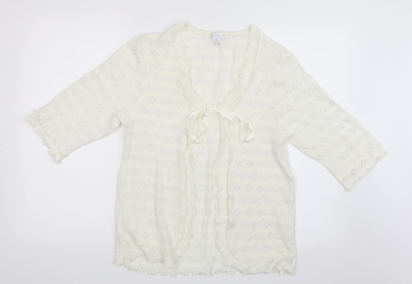 Slenderella Womens White  Knit Cardigan Jumper Size M