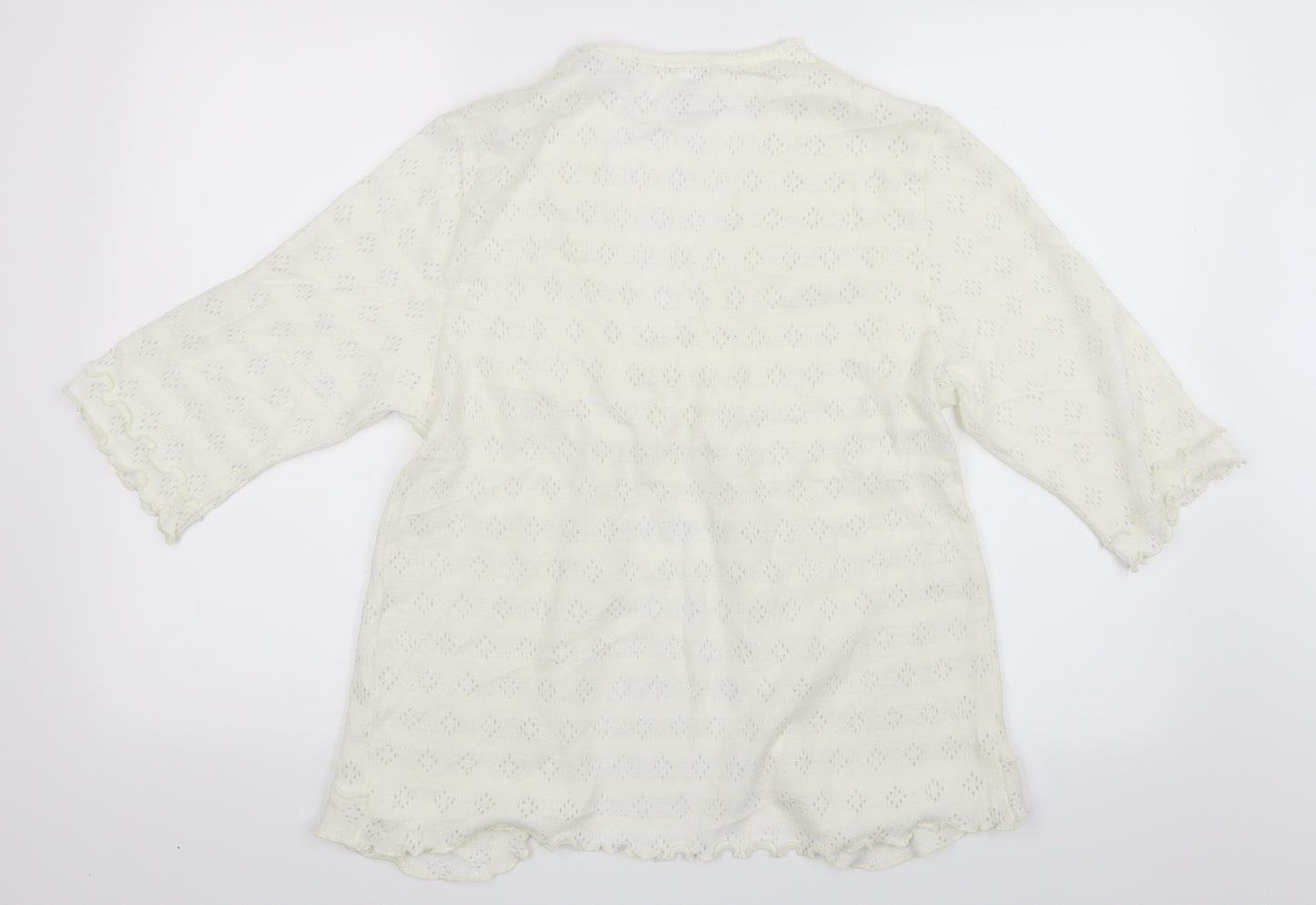 Slenderella Womens White  Knit Cardigan Jumper Size M