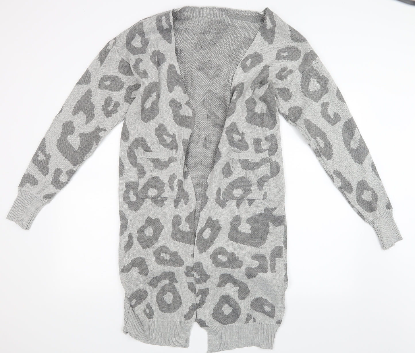 Vestidos Womens Grey Geometric Knit Cardigan Jumper Size XL