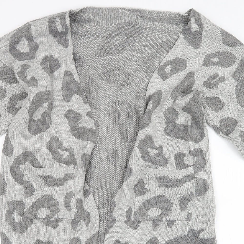 Vestidos Womens Grey Geometric Knit Cardigan Jumper Size XL