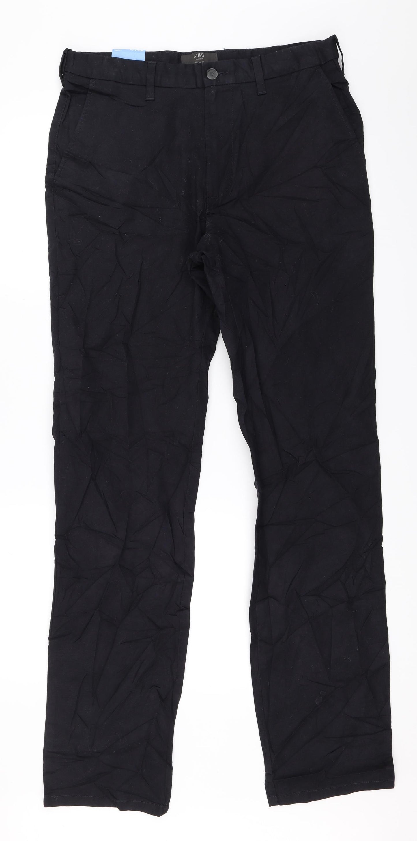 Marks and Spencer Mens Black   Chino Trousers Size 32 in L35 in