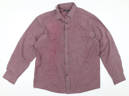 Front view of George men’s red button-up, size 16.5