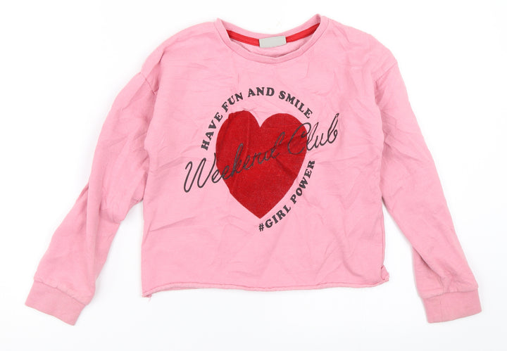 Matalan Girls Pink   Pullover Sweatshirt Size 9 Years