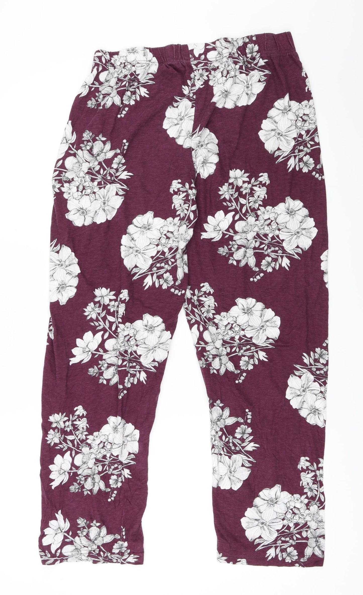 Primark Womens Purple Floral  Top Pyjama Pants Size S