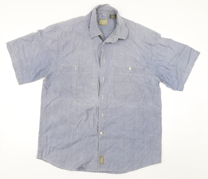 Haggar Mens Blue    Button-Up Size L