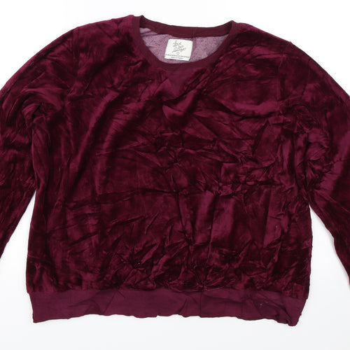 Love To Lounge Womens Purple  Velour Pullover Sweatshirt Size L