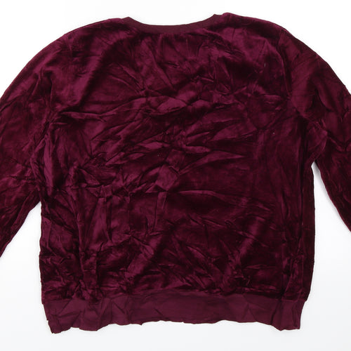 Love To Lounge Womens Purple  Velour Pullover Sweatshirt Size L