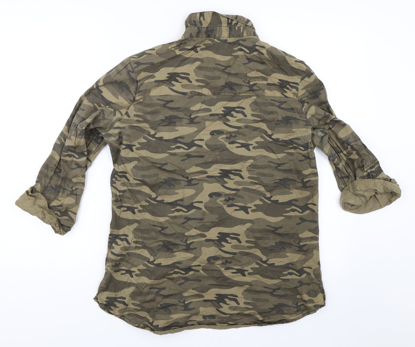 Primark Womens Green Camouflage  Basic Button-Up Size 12