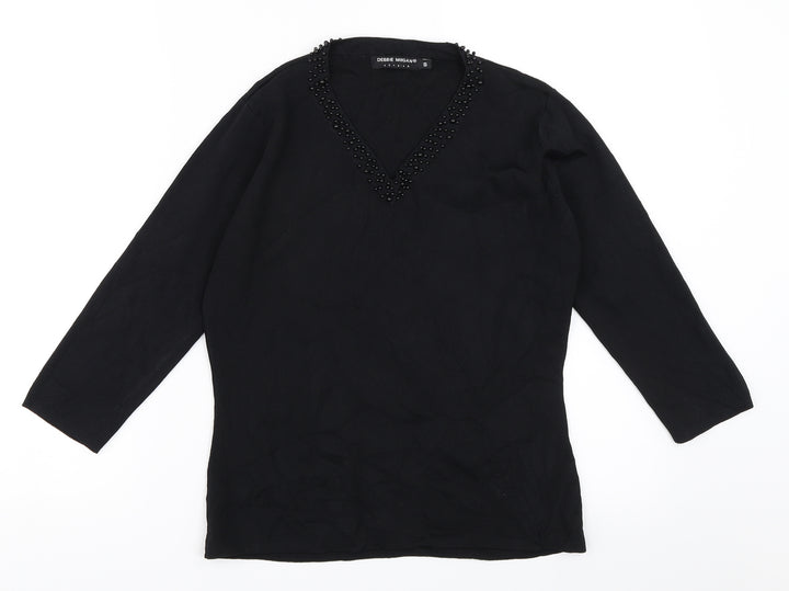 Debbie Morgan Womens Black Pullover Jumper Size S