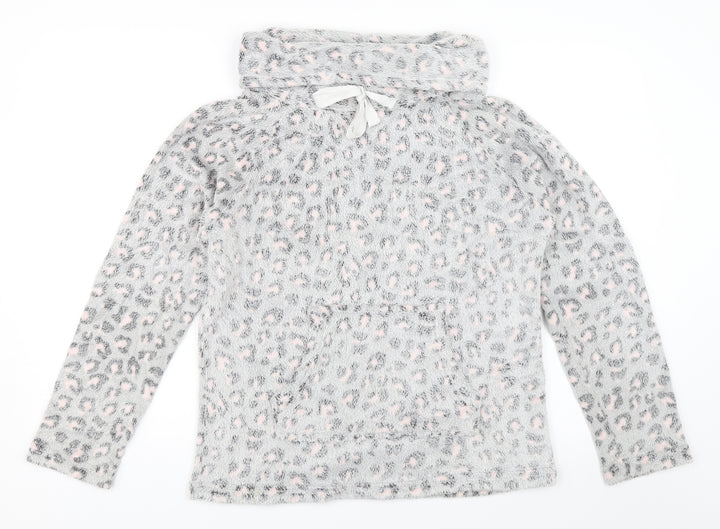 F&F Womens Grey Animal Print  Pullover Sweatshirt Size M