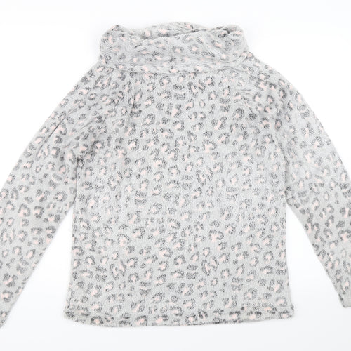 F&F Womens Grey Animal Print  Pullover Sweatshirt Size M