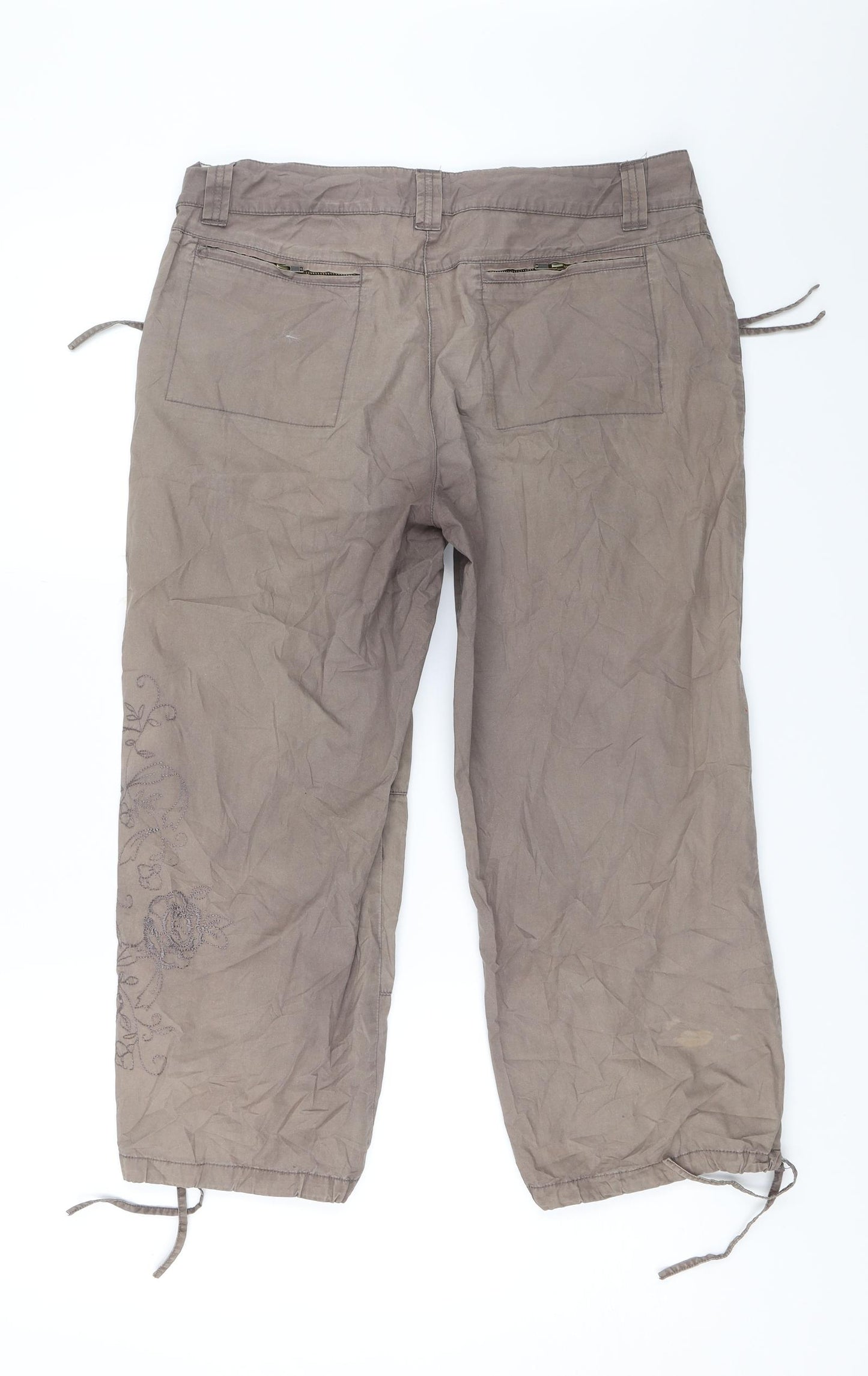 be casual Womens Brown   Cropped Trousers Size 12 L21.5 in
