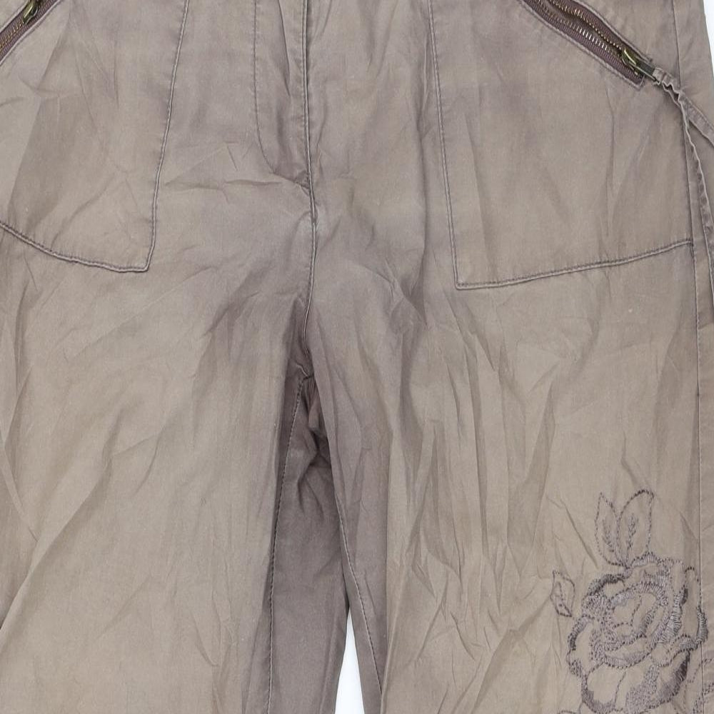 be casual Womens Brown   Cropped Trousers Size 12 L21.5 in
