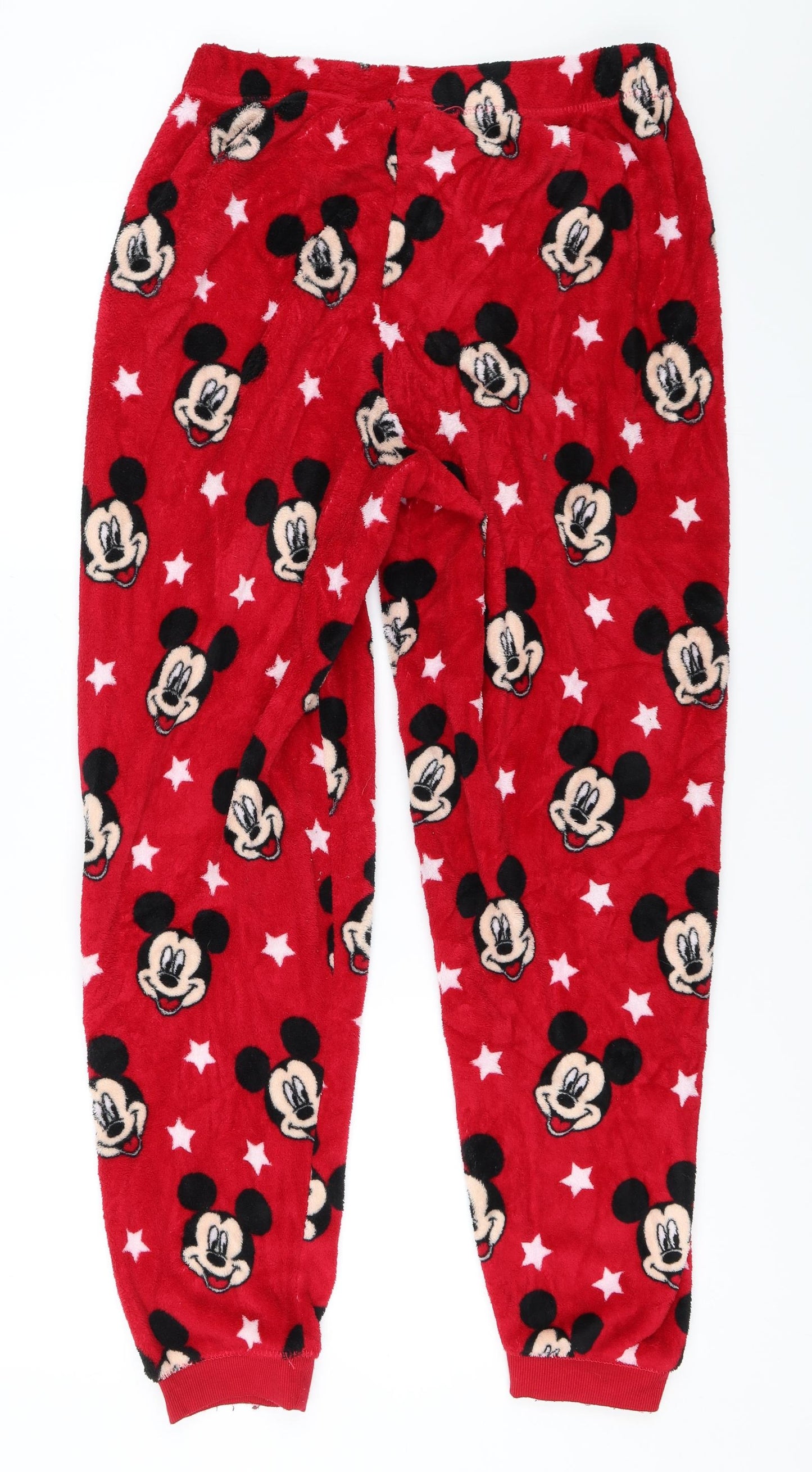 Primark Womens Red Solid  Top Pyjama Pants Size M  - mickey mouse