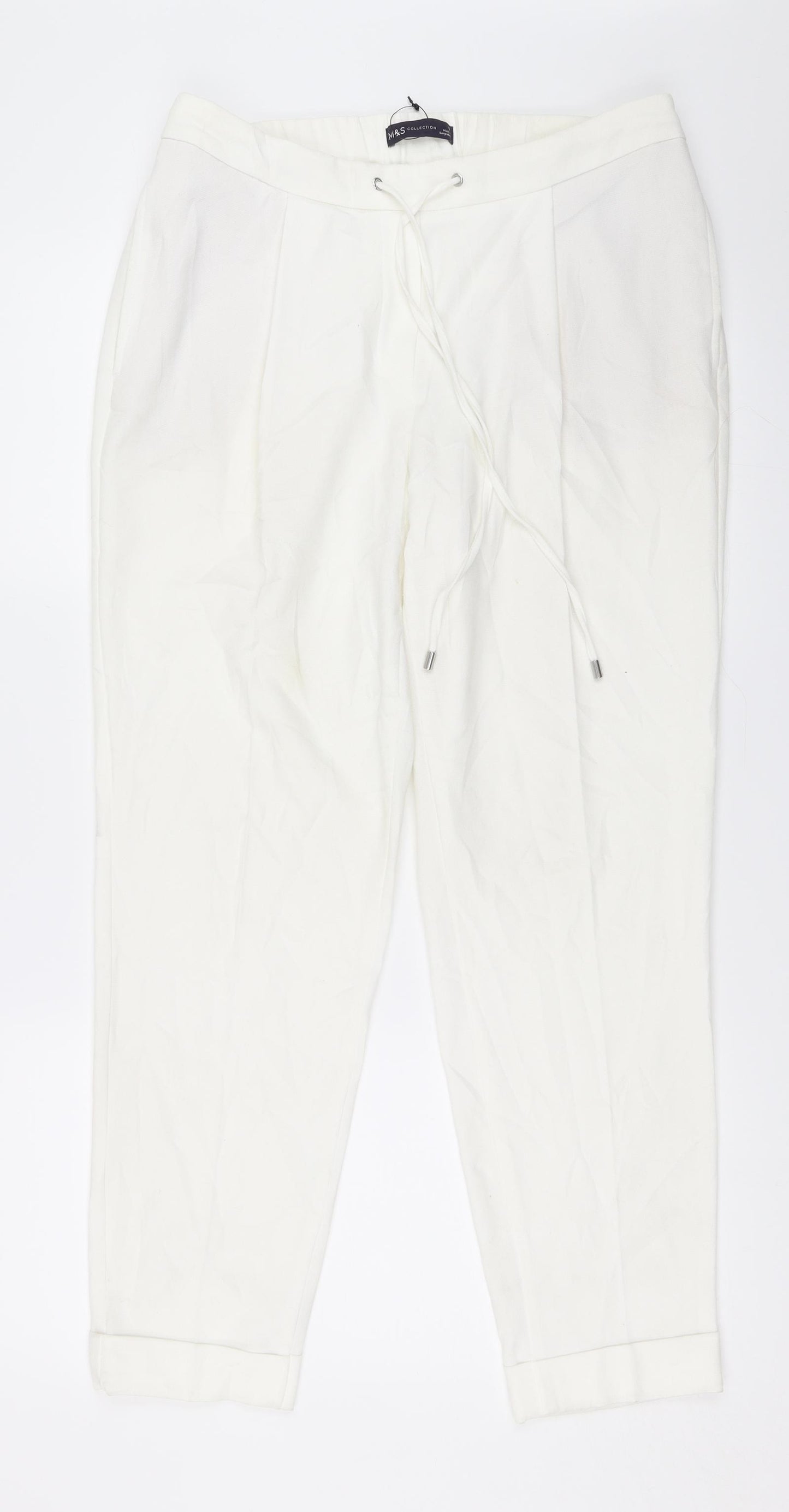 Marks and Spencer Womens White   Trousers  Size 12 L28 in