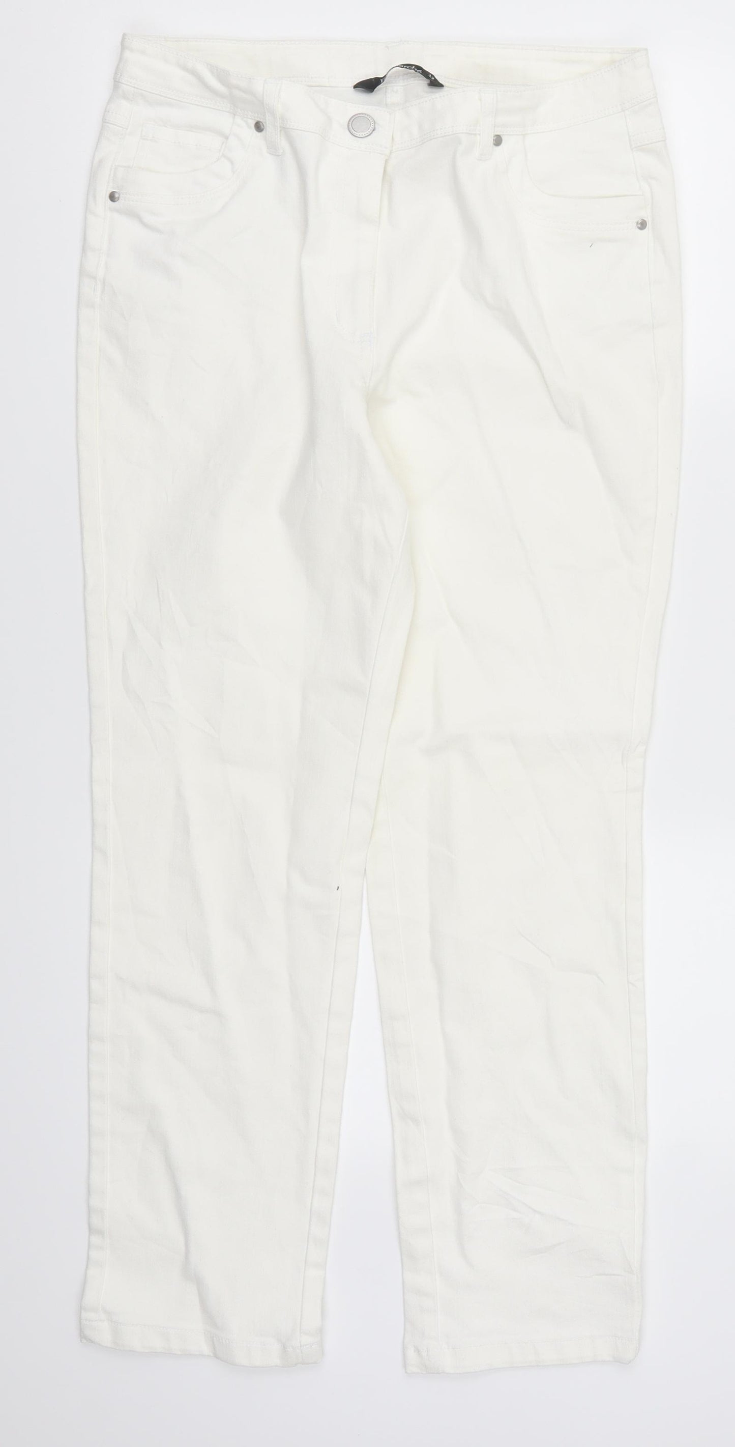 Bonmarché Womens White  Denim Straight Jeans Size 12 L26.5 in