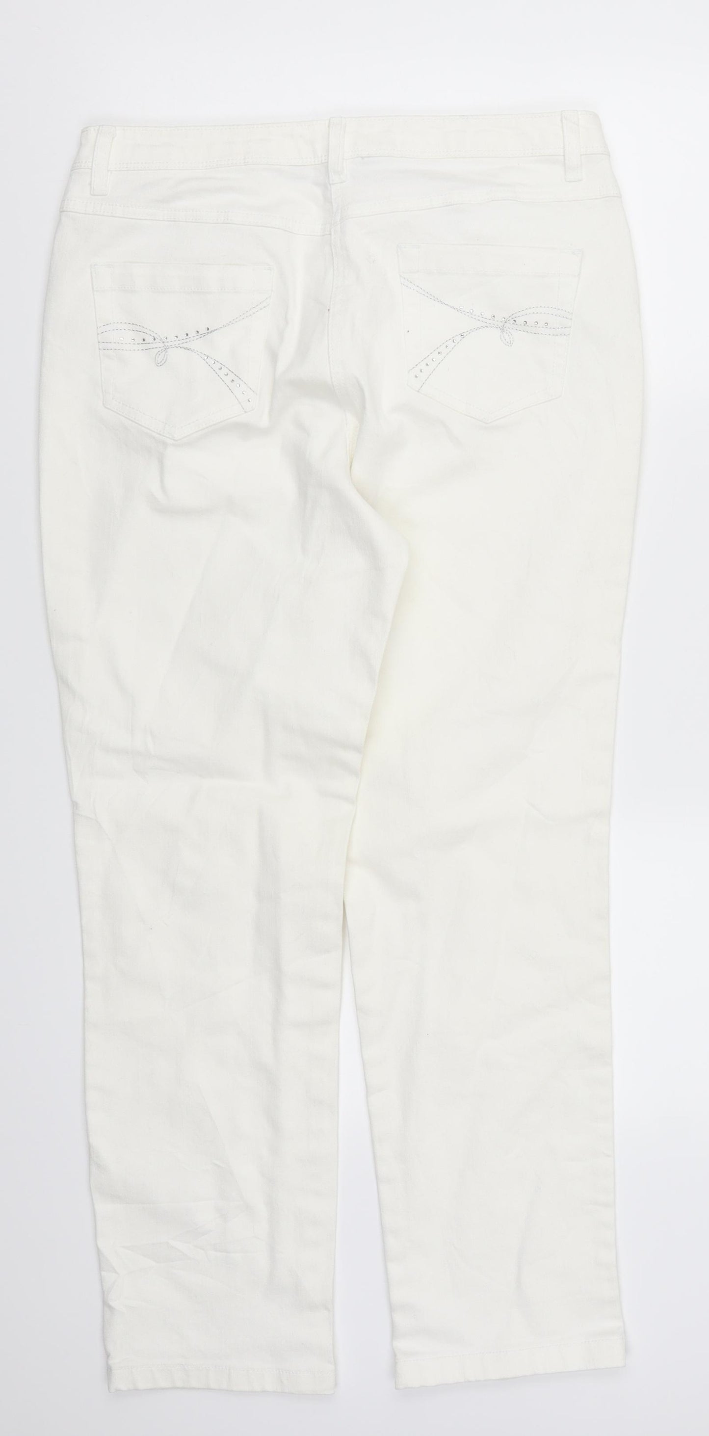 Bonmarché Womens White  Denim Straight Jeans Size 12 L26.5 in