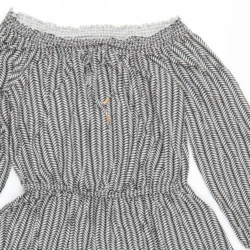 Peacocks Womens Grey Geometric  Skater Dress  Size 14  - Black and White