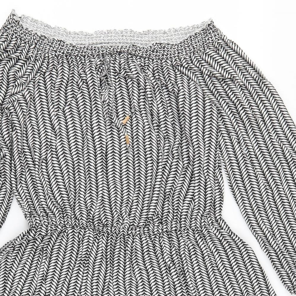 Peacocks Womens Grey Geometric  Skater Dress  Size 14  - Black and White
