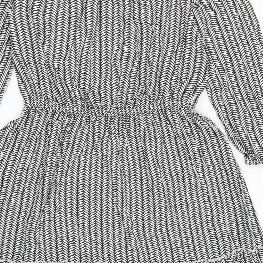 Peacocks Womens Grey Geometric  Skater Dress  Size 14  - Black and White