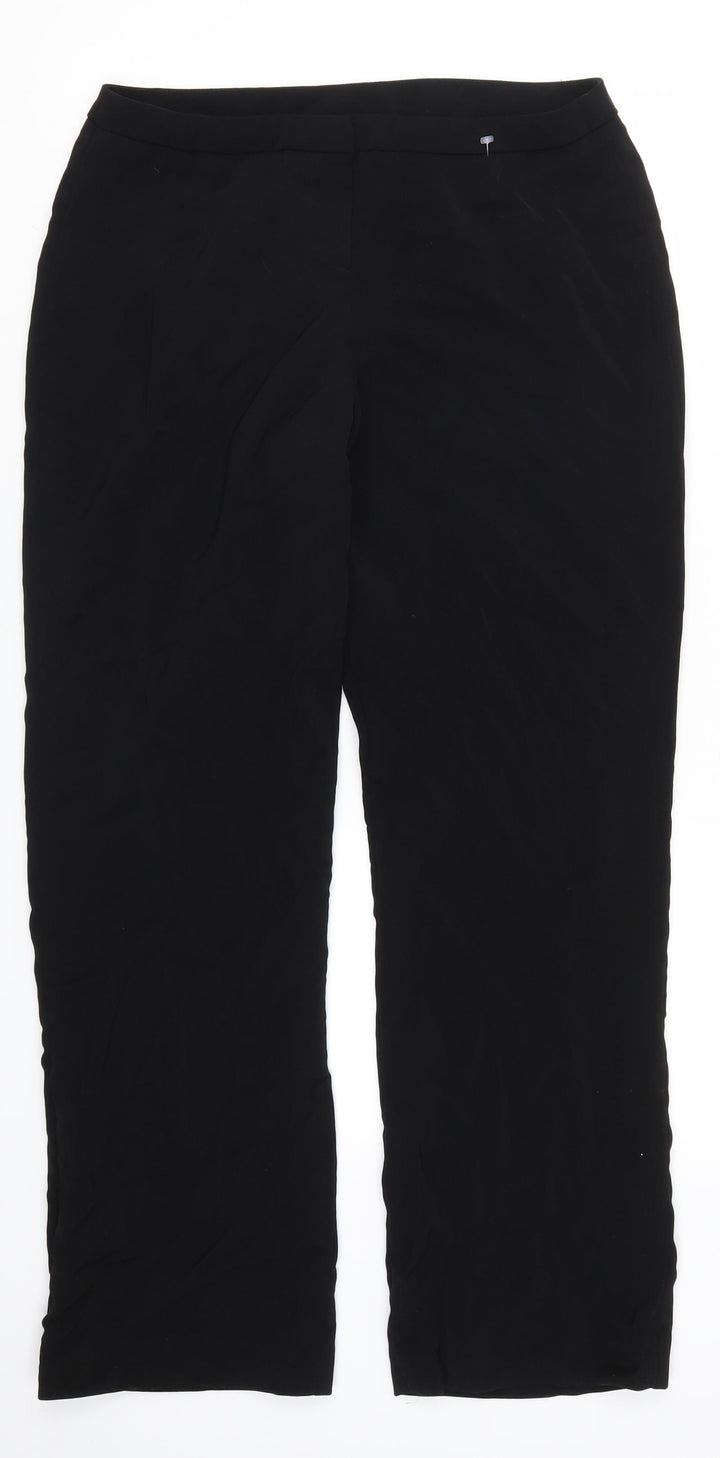 AMARANTO Womens Black Trousers Size 14 L29 in