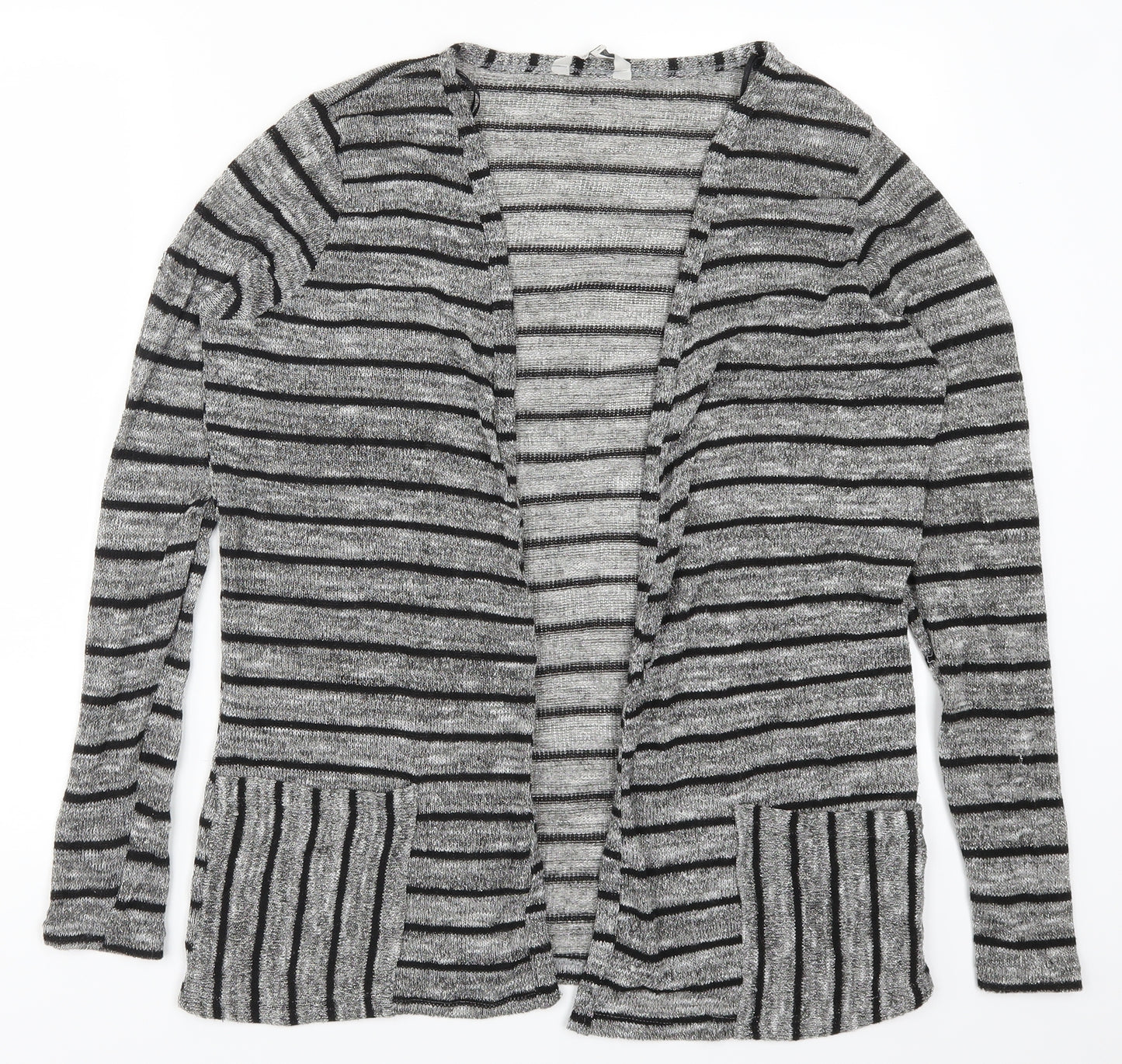 Peacocks Womens Silver Striped  Cardigan Jumper Size M