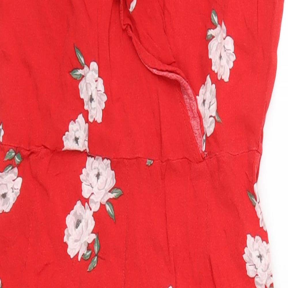 H&M Womens Red Floral  Jumpsuit One-Piece Size 12 L19 in