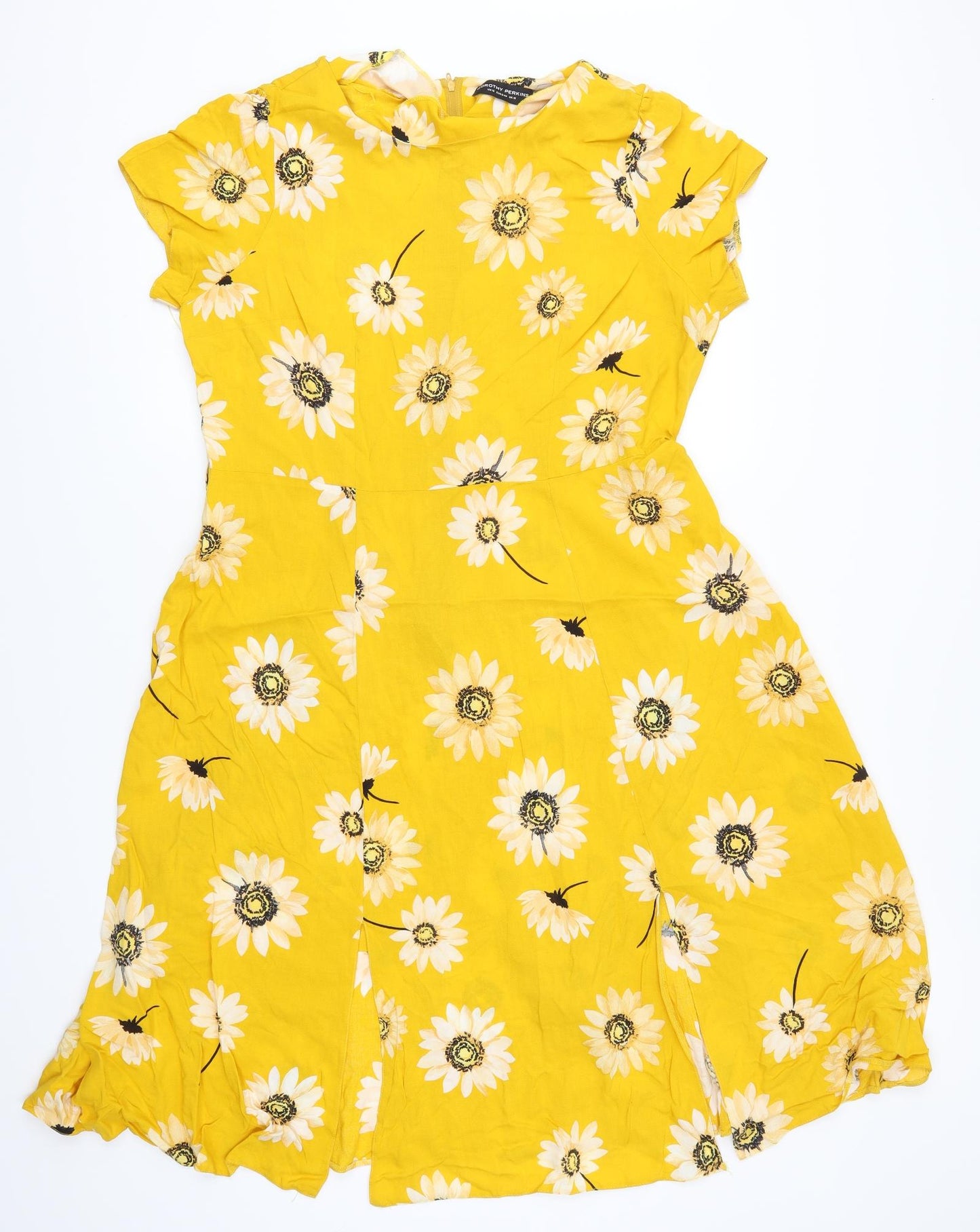 Dorothy Perkins Womens Yellow Floral  A-Line  Size 16