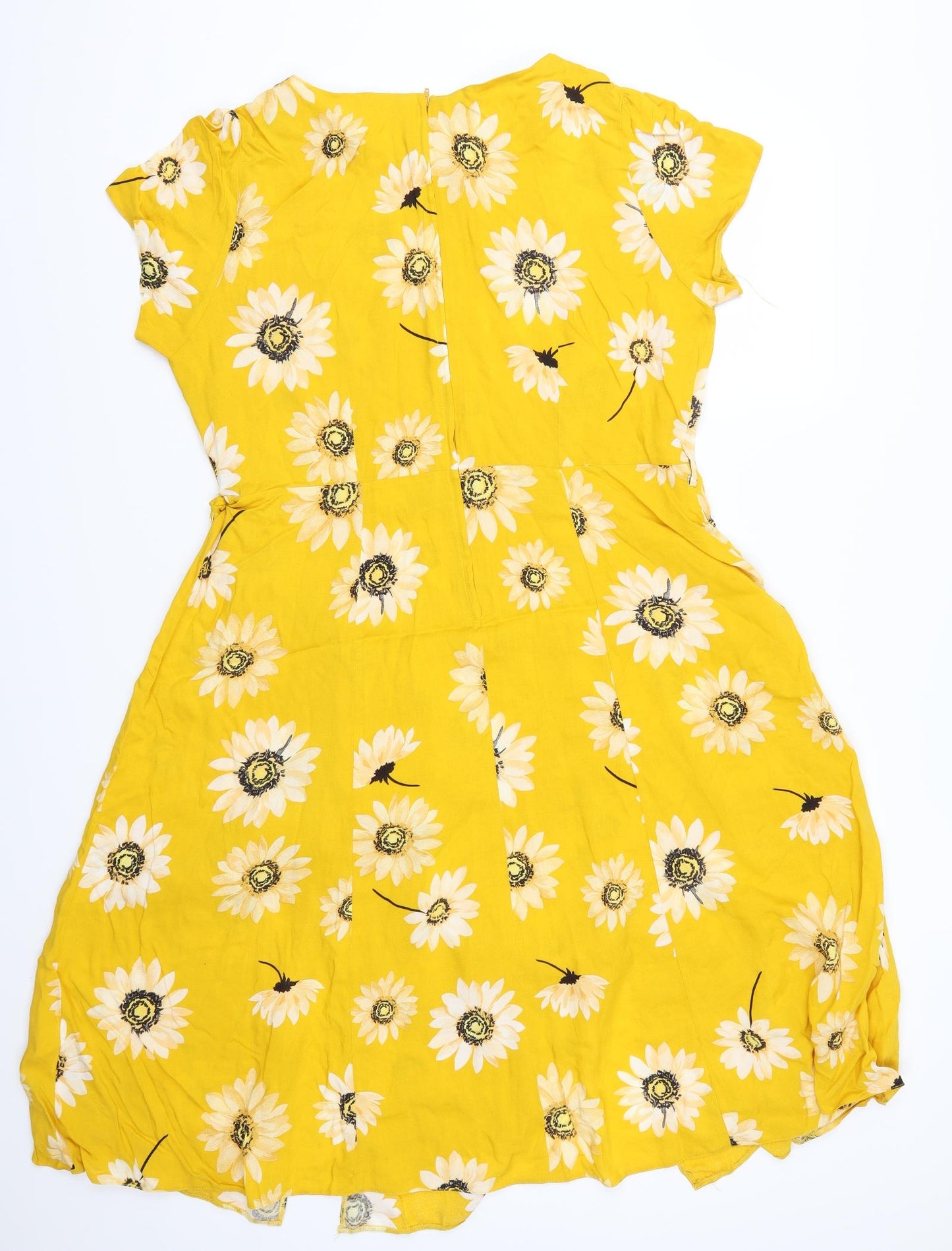 Dorothy Perkins Womens Yellow Floral  A-Line  Size 16