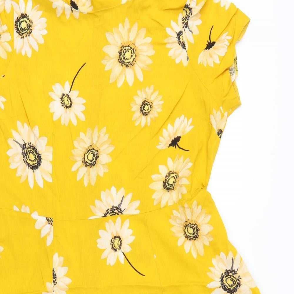 Dorothy Perkins Womens Yellow Floral  A-Line  Size 16