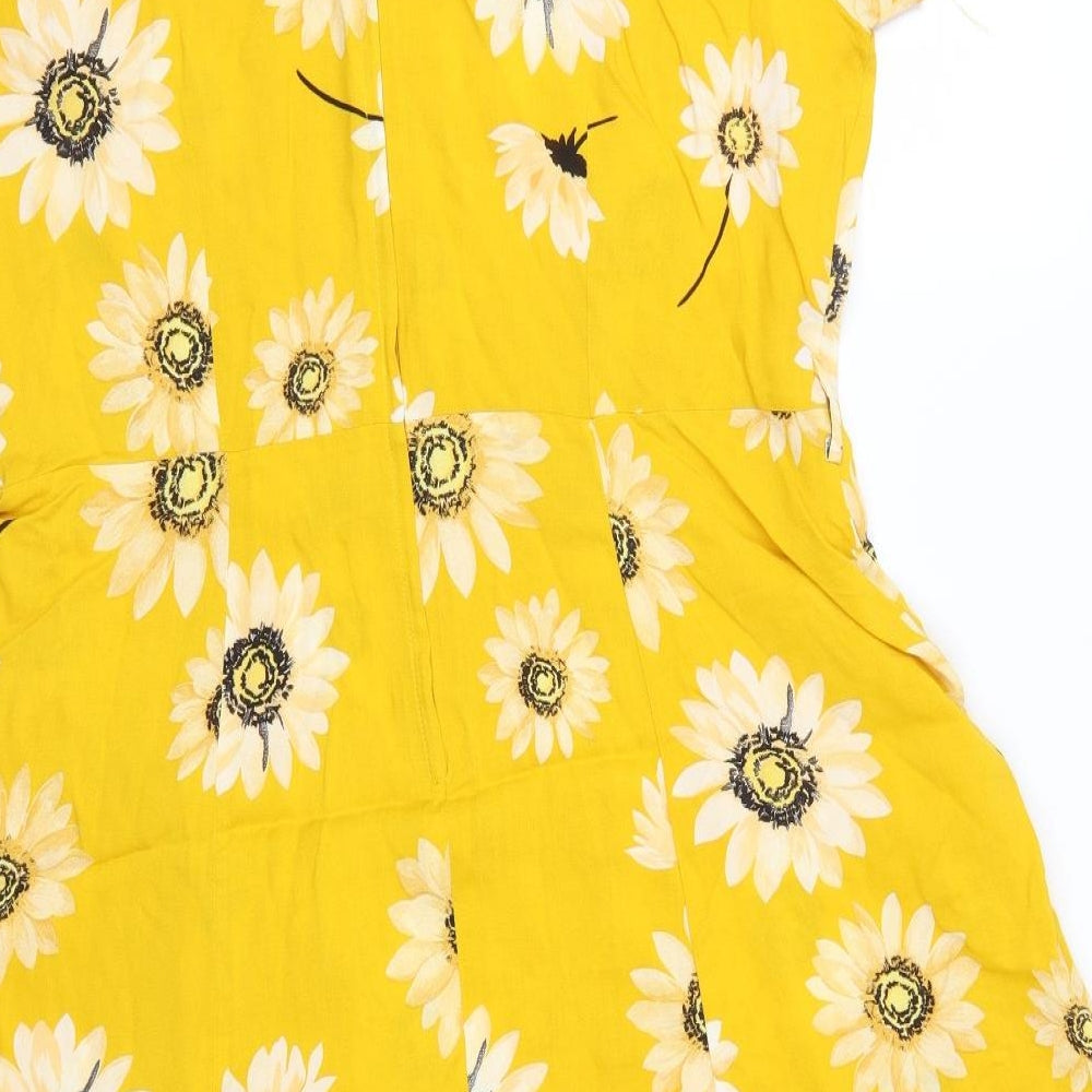Dorothy Perkins Womens Yellow Floral  A-Line  Size 16