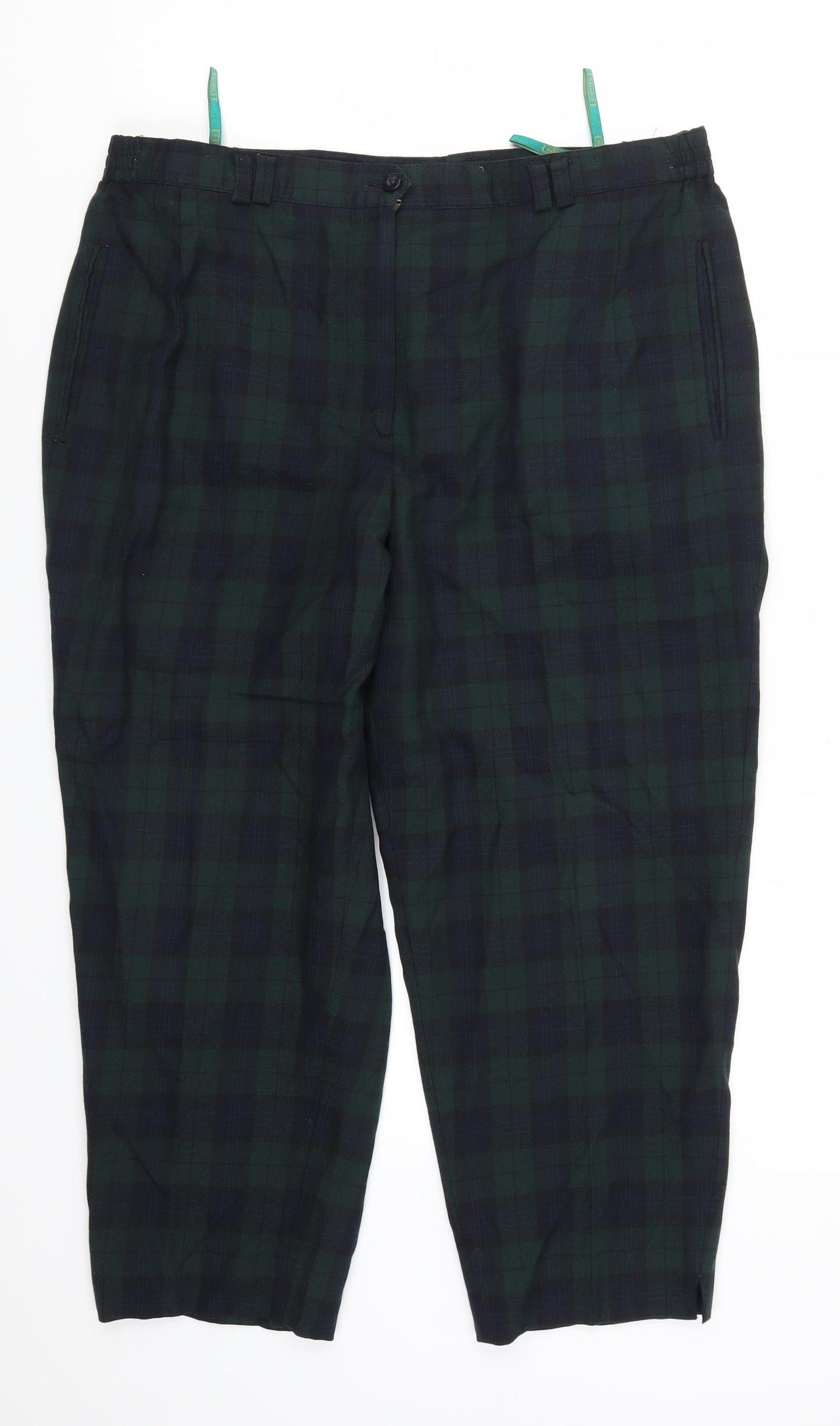 C&A Womens Green Check  Trousers  Size 20 L22 in