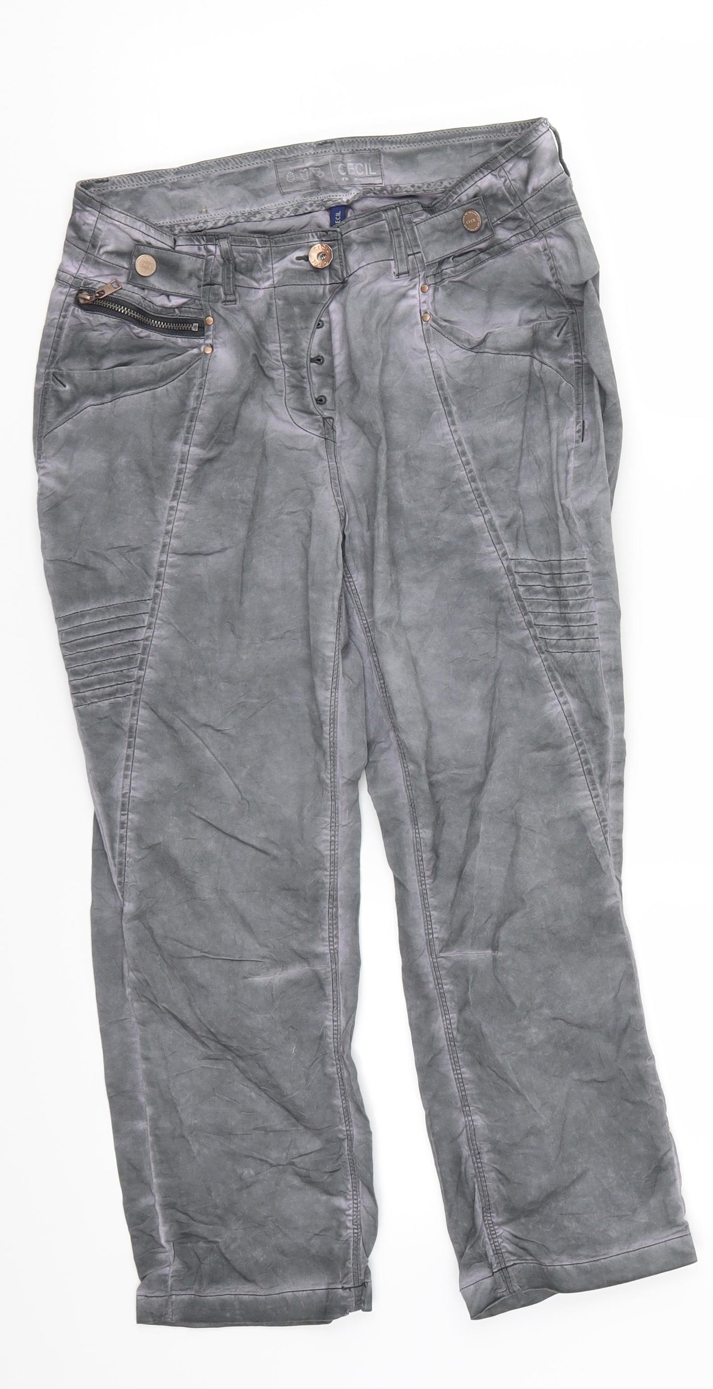 Cecil Womens Grey   Cropped Trousers Size 26 in L21 in