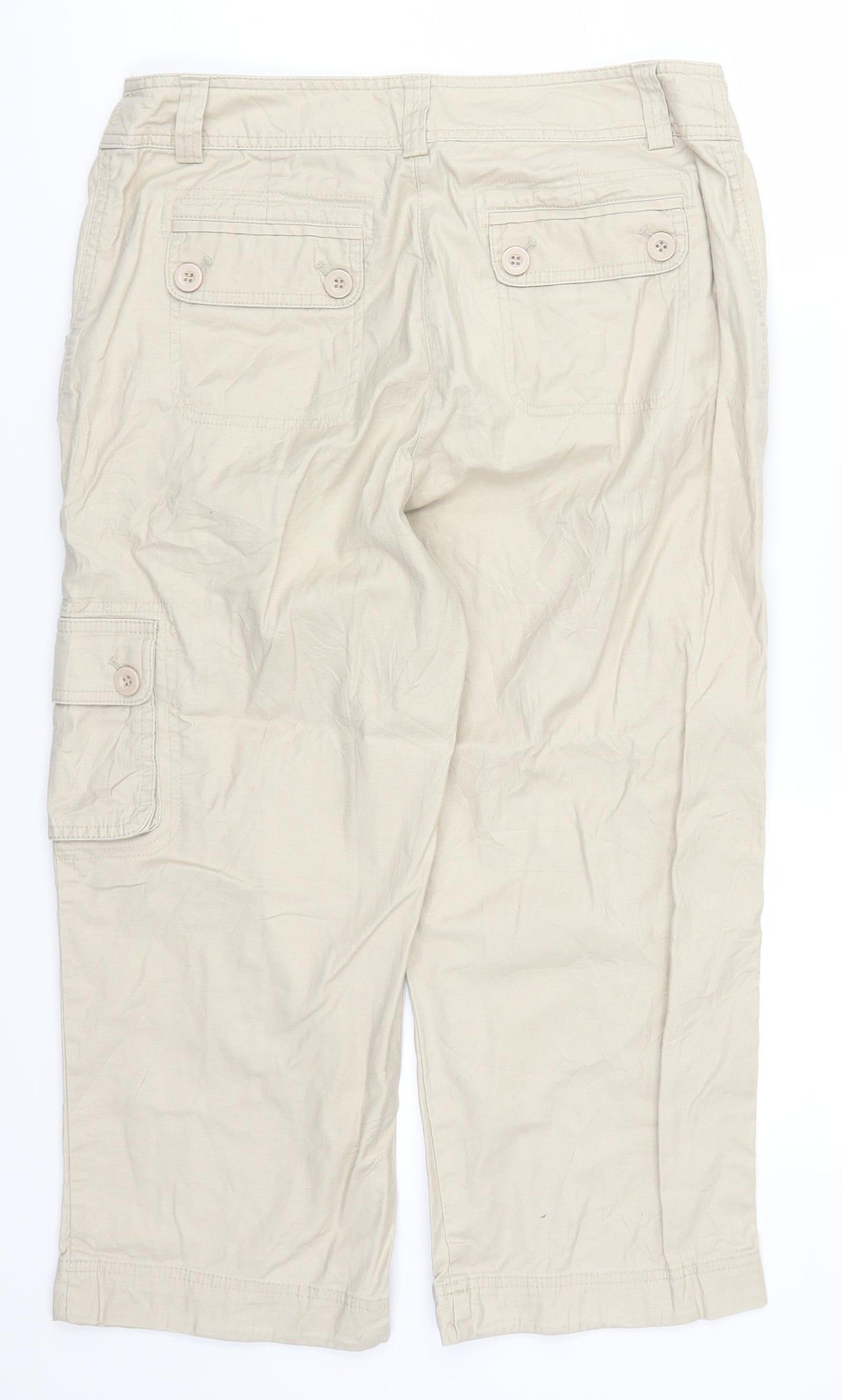Mian Womens Beige   Cropped Trousers Size 32 in L22 in
