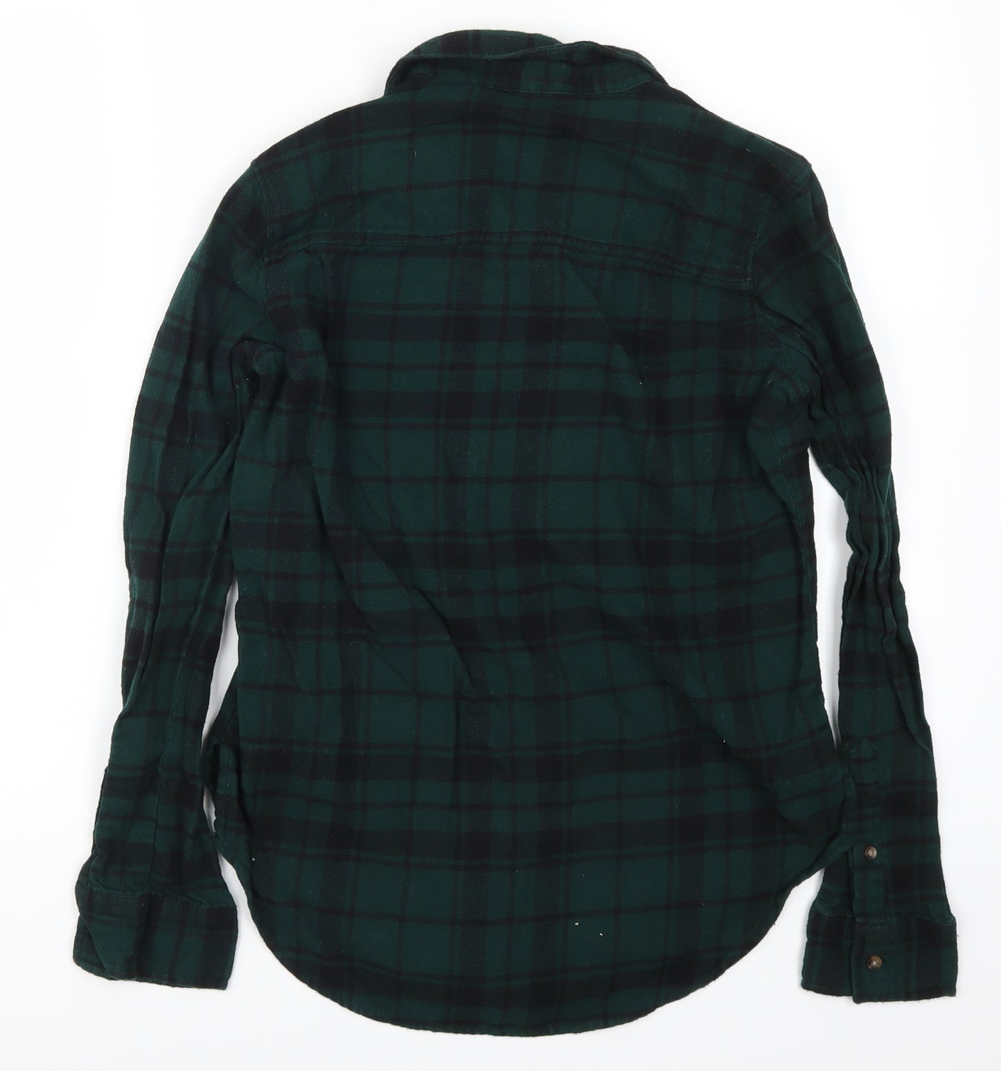 Abercrombie Womens Green Check Flannel Basic Button-Up Size XS