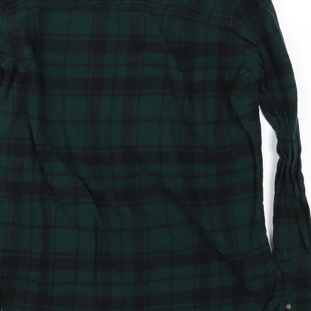 Abercrombie Womens Green Check Flannel Basic Button-Up Size XS